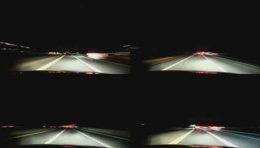 驾车穿越黑夜高清在线视频素材下载