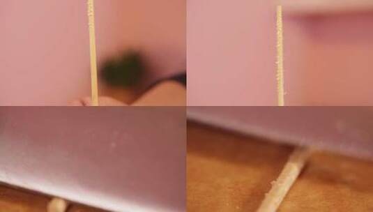 【镜头合集】筷子木质软硬用菜刀砍筷子高清在线视频素材下载