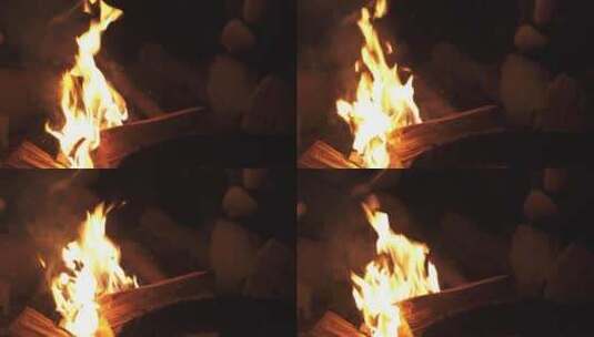 燃烧木头的篝火高清在线视频素材下载