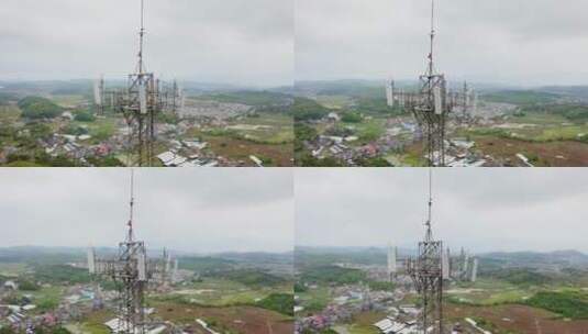 通信基站 移动通信 5G  信号塔 乌云之下 13高清在线视频素材下载