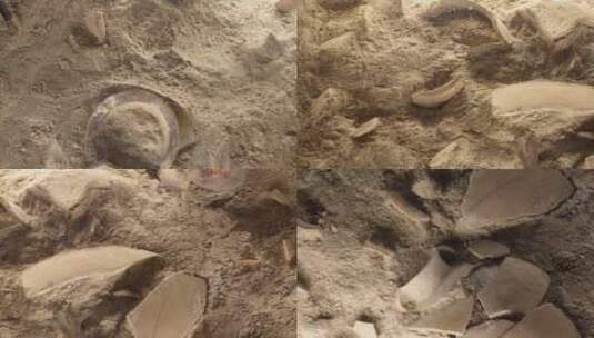 【镜头合集】考古挖掘地下埋藏古董陶罐子高清在线视频素材下载