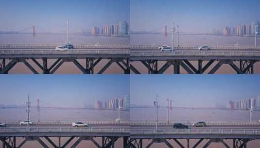中国湖北武汉长江大桥航拍视频高清在线视频素材下载