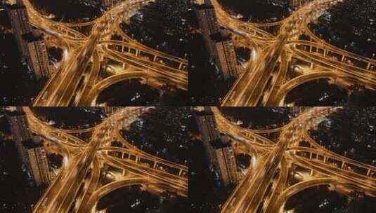 上海延安高架夜景延时航拍高清在线视频素材下载