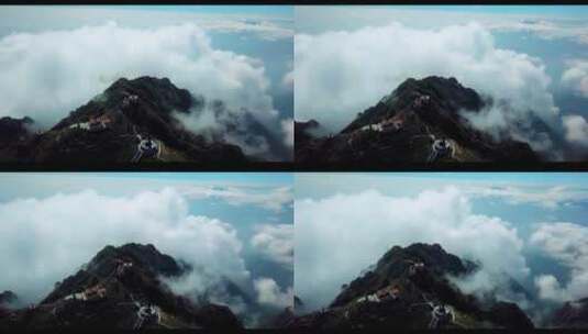 山顶美景延时航拍动态的云缭绕山间高清在线视频素材下载