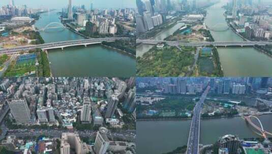广州大桥城市交通航拍2022年最新高清在线视频素材下载