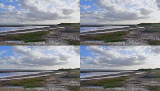高原上的湿地湖泊和云朵高清在线视频素材下载