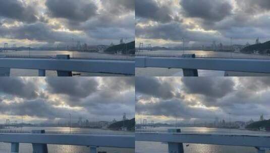 空中落下的一道光，大连星海湾跨海大桥高清在线视频素材下载