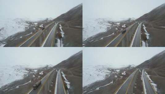 德马高速穿过青海果洛州阿尼玛卿雪山区高清在线视频素材下载