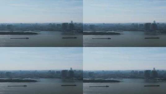 航拍武汉城市清晨迷雾竖屏高清在线视频素材下载