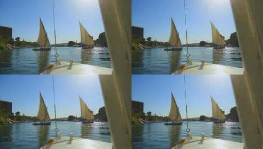尼罗河上的帆船高清在线视频素材下载