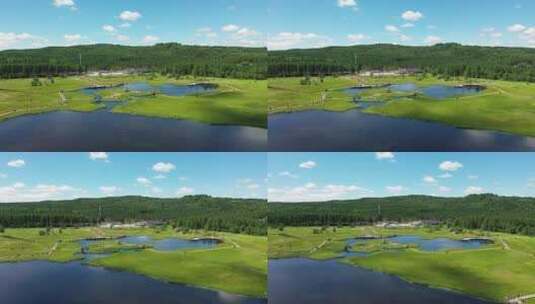 航拍塞罕坝七星湖景区（4k）高清在线视频素材下载
