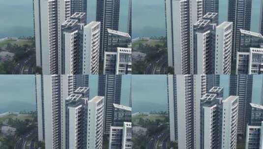 航拍海南城市现代化建设高清在线视频素材下载