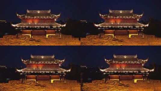 苏州阊门夜景航拍高清在线视频素材下载