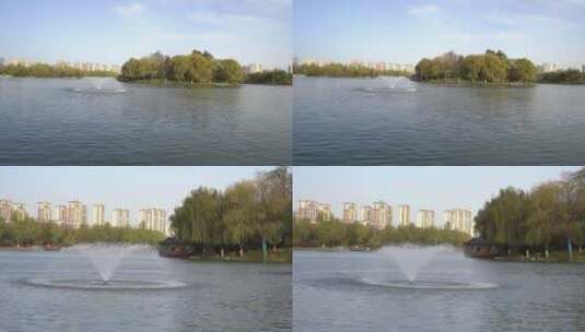 大明宫遗址公园湖边湖畔风景高清在线视频素材下载