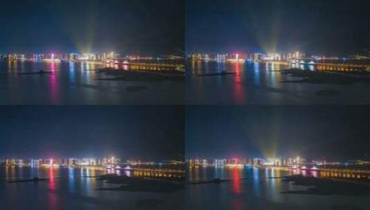 九江八里湖夜景延时航拍高清在线视频素材下载