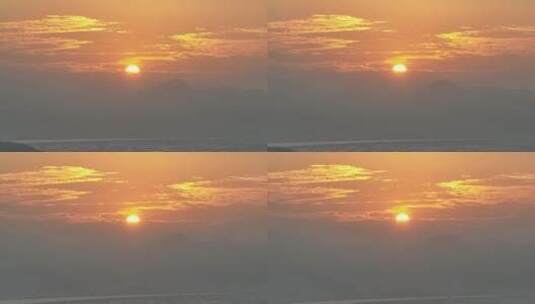 航拍长焦下的夕阳1高清在线视频素材下载