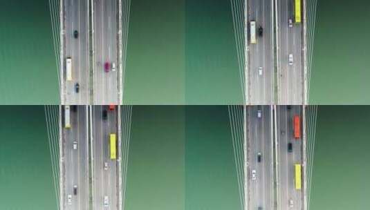 特写空镜头悬索桥及车流高清在线视频素材下载