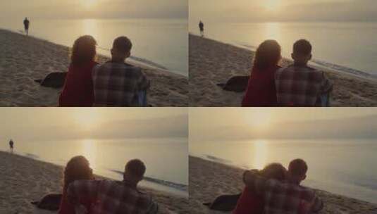 沙滩上浪漫的情侣高清在线视频素材下载