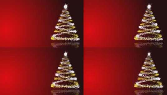红色背景前旋转的圣诞树高清在线视频素材下载
