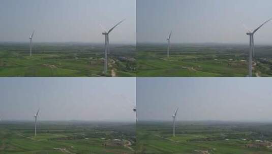 4k 航拍乡村田园涡轮风力发电机高清在线视频素材下载