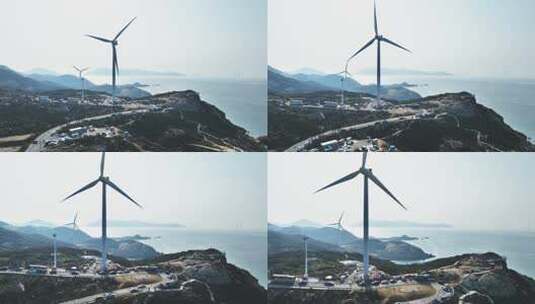 海岛和海边风力发电场高清在线视频素材下载