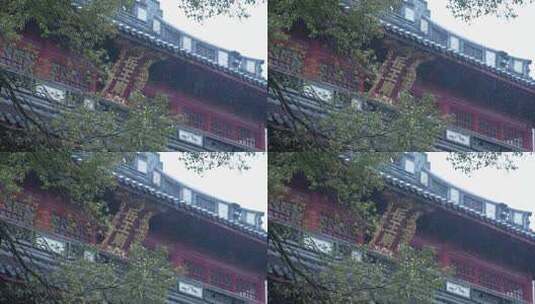 慢动作拍摄下雪天的古建筑杭州岳王庙牌匾高清在线视频素材下载