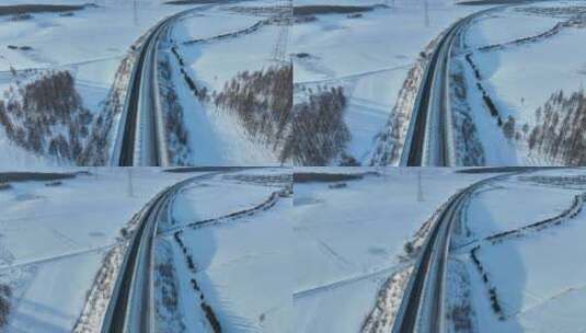 冬季高速公路冰雪路面上汽车行驶高清在线视频素材下载