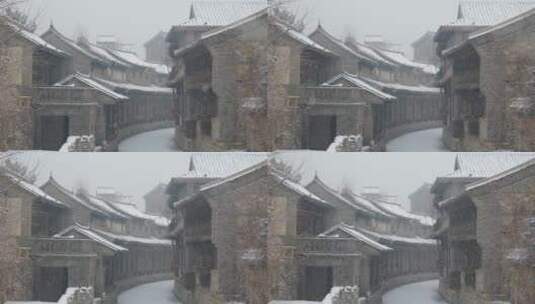 冬季古建房檐雪景高清在线视频素材下载