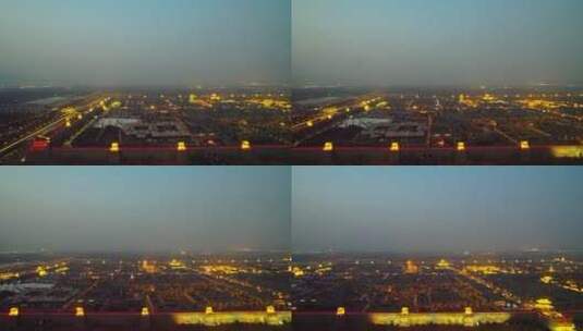 山西太原古县城夜景航拍景观高清在线视频素材下载