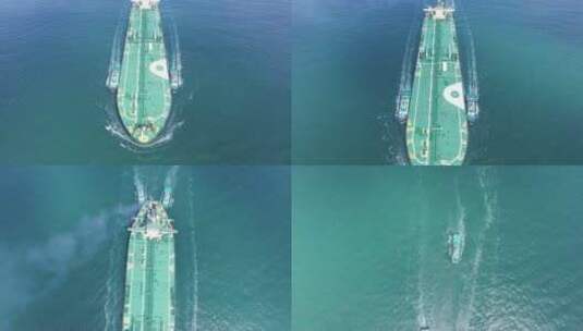 航拍油轮进港高清在线视频素材下载