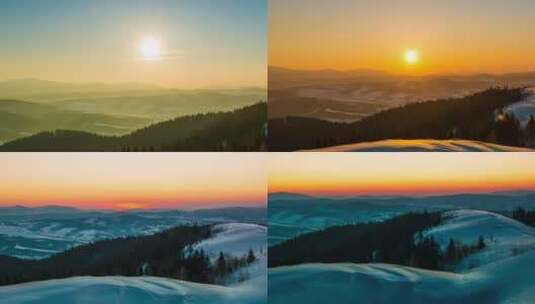 冬山的日落高清在线视频素材下载