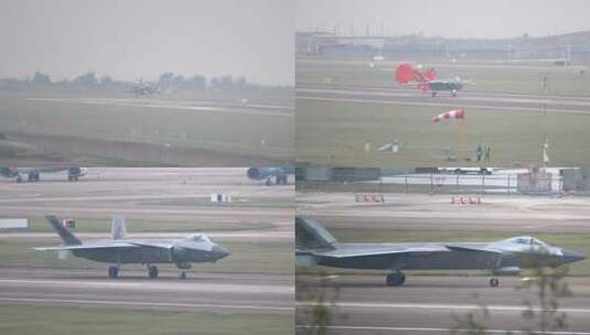4K超稳：中国航展歼-20战斗机首次降落高清在线视频素材下载