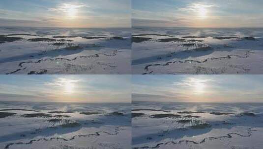 航拍呼伦贝尔林海雪原暮色高清在线视频素材下载