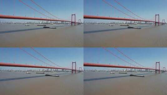 湖北 武汉 鹦鹉洲 长江大桥 航拍高清在线视频素材下载