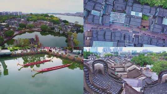 广州春日岭南中国风古建筑群航拍高清4K视频高清在线视频素材下载