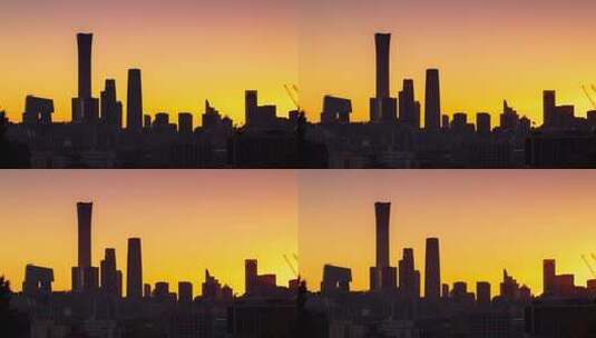 北京国贸CBD建筑群剪影高清在线视频素材下载