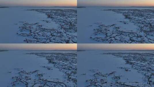 黑龙江五大连池白龙湖冬季自然风光航拍高清在线视频素材下载