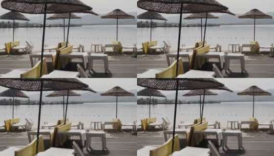 海滩上的桌椅高清在线视频素材下载
