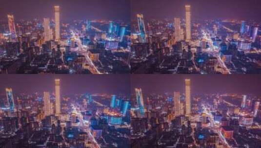 8K震撼长沙城市夜景天际线繁华城市延时高清在线视频素材下载