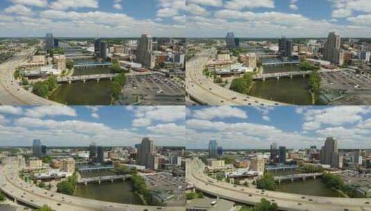 密歇根州大急流城的航拍镜头高清在线视频素材下载