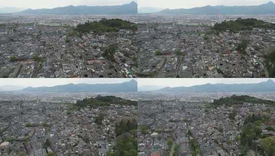 世界著名旅游景区丽江古城古建筑房屋航拍高清在线视频素材下载