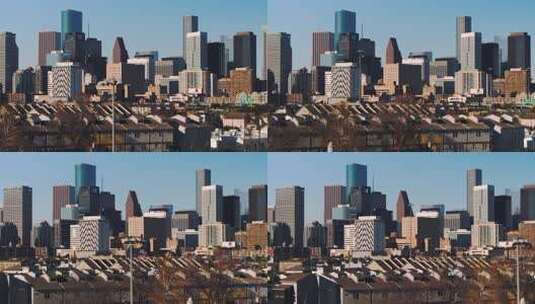 休斯顿市中心城市景观的无人机视图高清在线视频素材下载