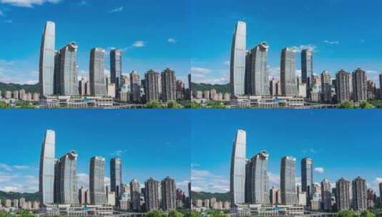 重庆城市地标来福士摩天大楼蓝天白云延时高清在线视频素材下载