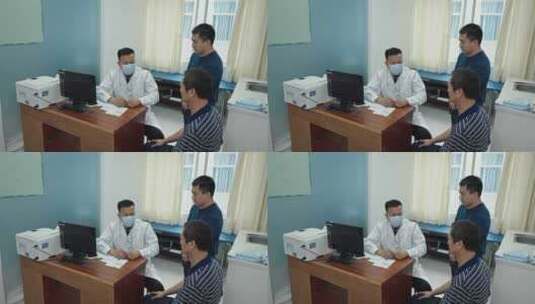 4k病人父子来到医生科室就诊医院治病看病高清在线视频素材下载