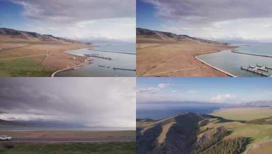 4k新疆赛里木湖风光航拍高清在线视频素材下载