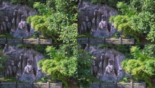 杭州吴山景区石佛院塑像航拍视频素材高清在线视频素材下载