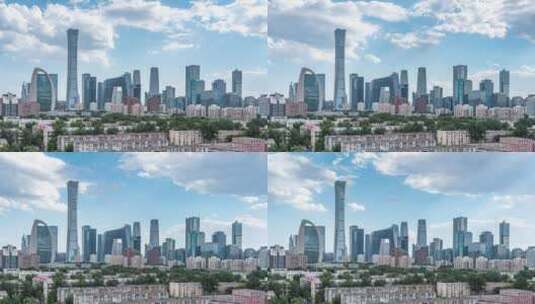 中国北京CBD高楼建筑群延时摄影高清在线视频素材下载