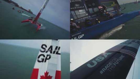 FPV穿越机无人机航拍帆船比赛帆船极速航行高清在线视频素材下载