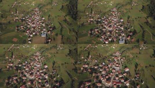 空中拍摄在山区的村庄高清在线视频素材下载
