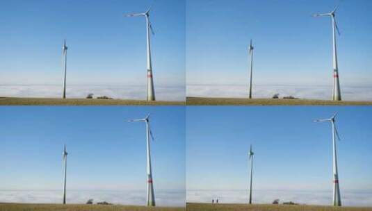 风车山风力发电清洁能源航拍延时高清在线视频素材下载